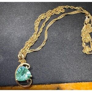 Vintage 10k Italian Gold Blue Topaz Necklace Singapore Chain 4.5g Estate